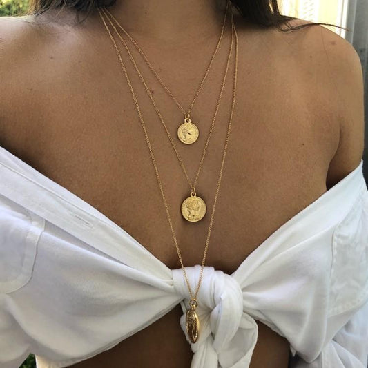 18k Plated Layered Coin Necklace